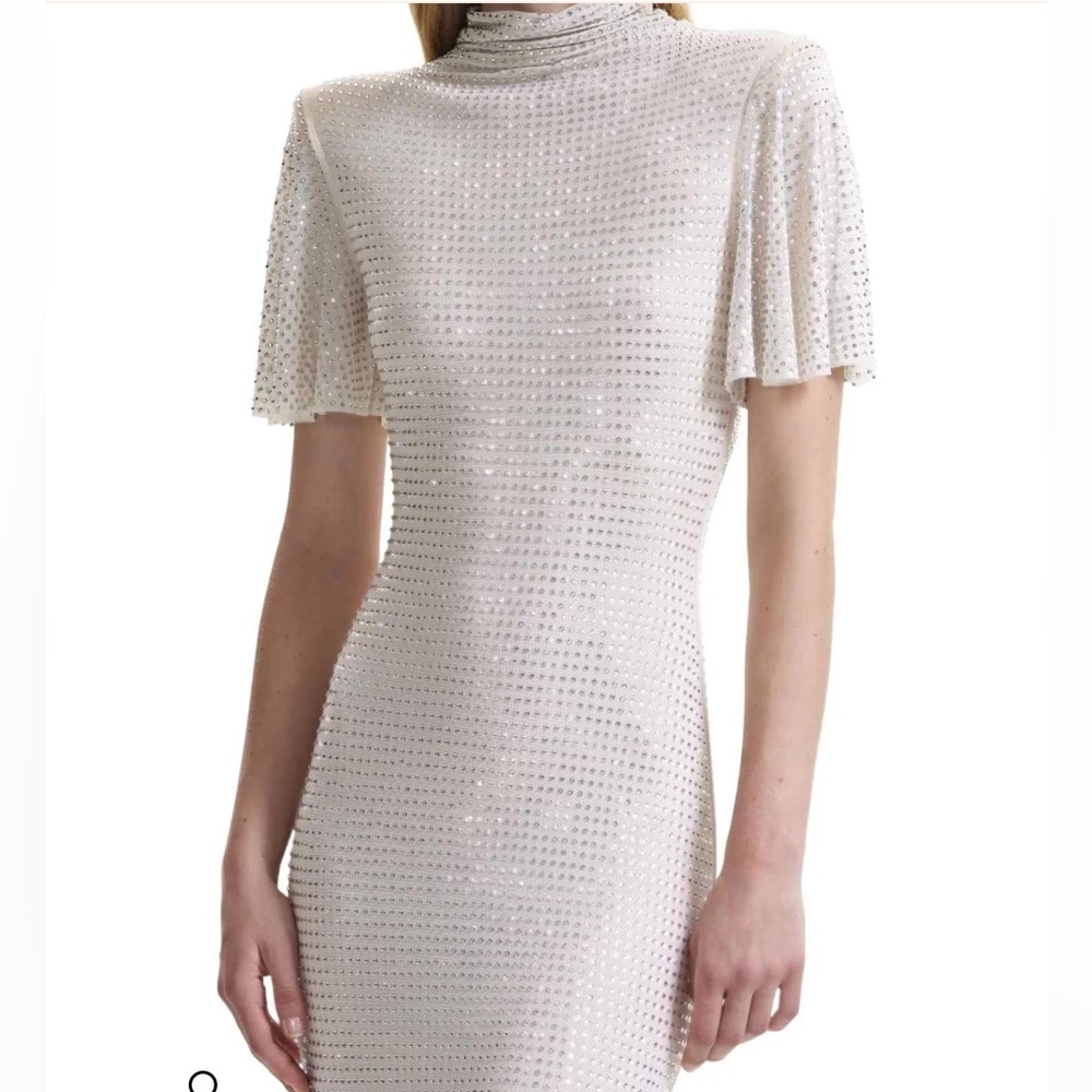 Self Portrait Cream Rhinestone Maxi Dress